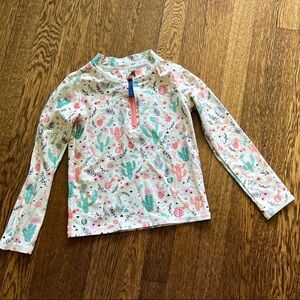 Ruffle Butts Cactus/Arizona bathing suit top long sleeved with front zipper, 6